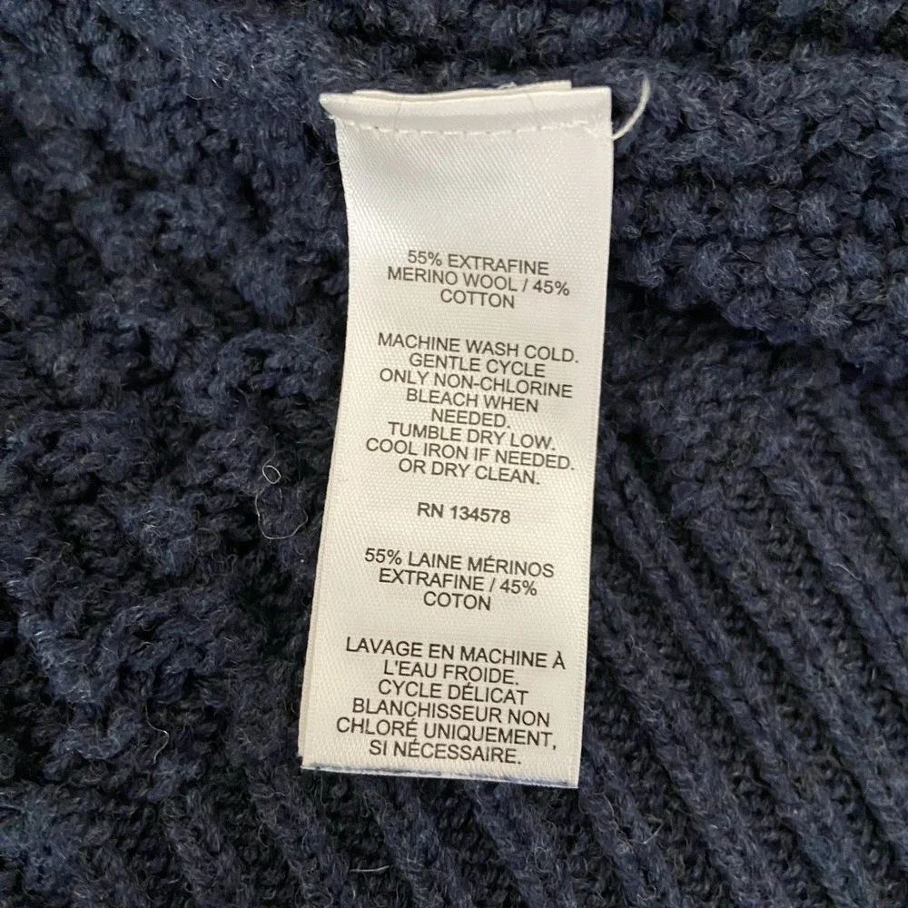 Vineyard Vines Sweater men's Large Chunky Knit Merino Wool Cotton Crew Neck Blue - Picture 6 of 11